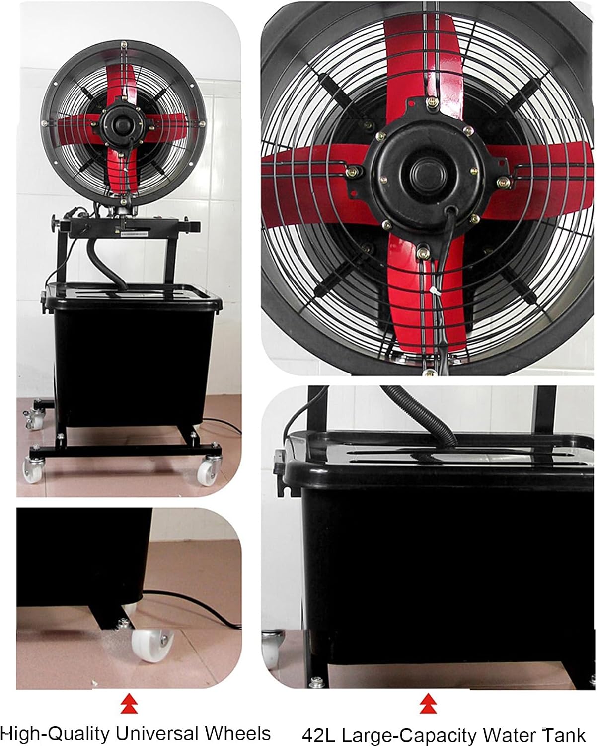 Large Misting Fans for Outside, Electric 47' Can Shake Head Outdoor Cooling Fan, Universal Wheel Design