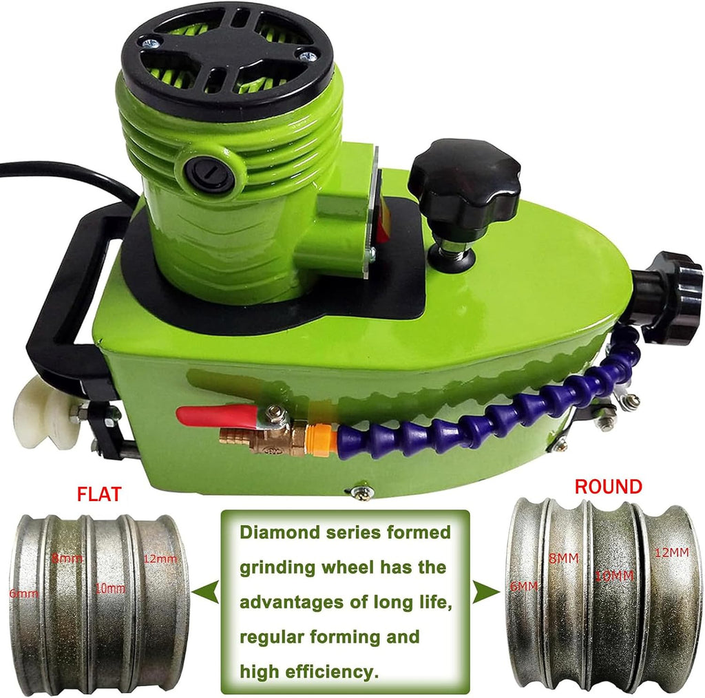 Glass Edger Machine, 800W Electric Portable Glass Grinder with 8 Diamond Wheels, Straight Round Bevel Edge Grinder for Glass, Marble, Stone, Tile, 8000r/min