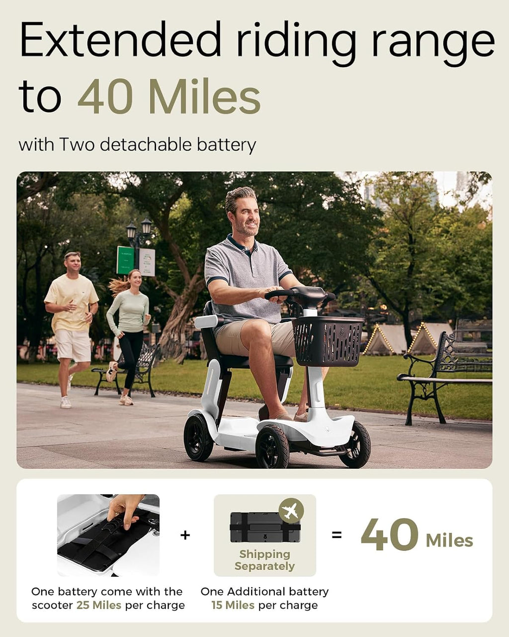 40 Miles Foldable Mobility Scooter for Seniors Paiseec S3 Pro, Lightweight Mobility Scooters, All-Terrain Folding Mobility Scooters, 250W Powered 4 Wheels Mobility Scooter for Adults Elderly