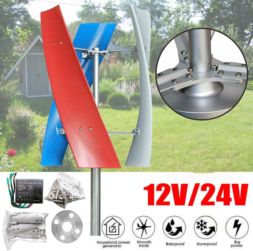 1000W 12V 24V Wind Turbine Generator 3 Blades with Charge Controller and Solar Ceiling Light Home Power Kit Vertical Axis Magnetic Levitation Wind Turbine (Color : 1000W, Size : 12V)