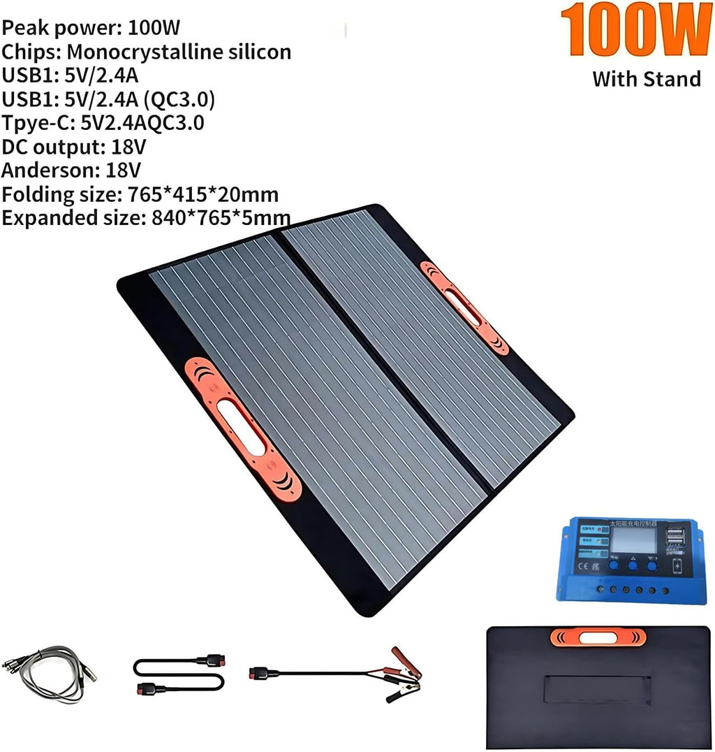 Foldable 200W Solar Panel Kit | 24% Efficient Monocrystalline Charger | IP67 Waterproof Panel for Outdoor, RV, Solar Generator Charging 100W