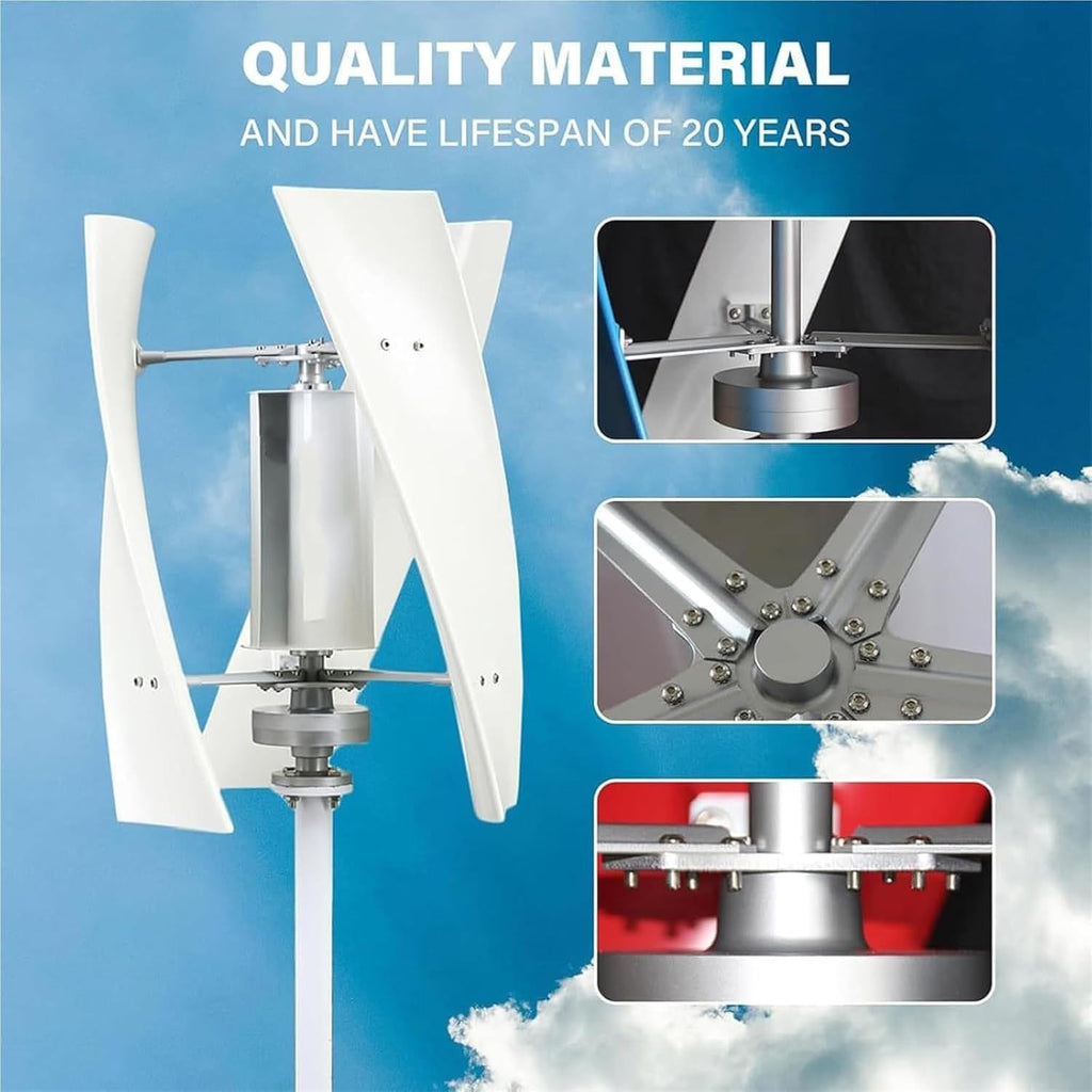 12V 24V 48V 220V Windmill Wind Turbine Generator with MPPT Controller,10000W Portable Vertical Helix Wind Power Turbine Generator,3 Blade Wind Generator Kit for Home Energy Supplementation 12000W-24V