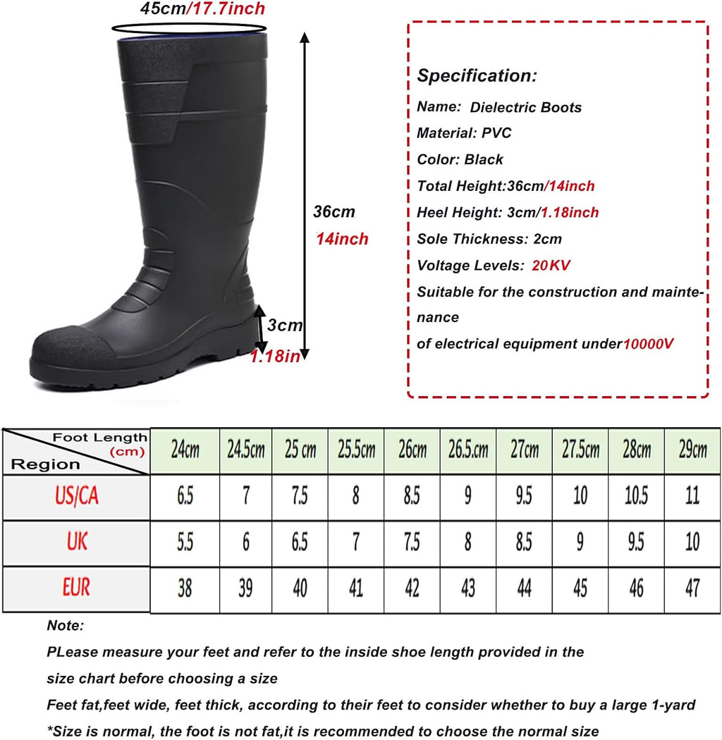 HAIXHX Protection Industrial Safety Footwear，Wear Resistant Industrial Grade Fleece-Lined Insulated Boots for Power Station Maintenance(Foot Length 28cm)