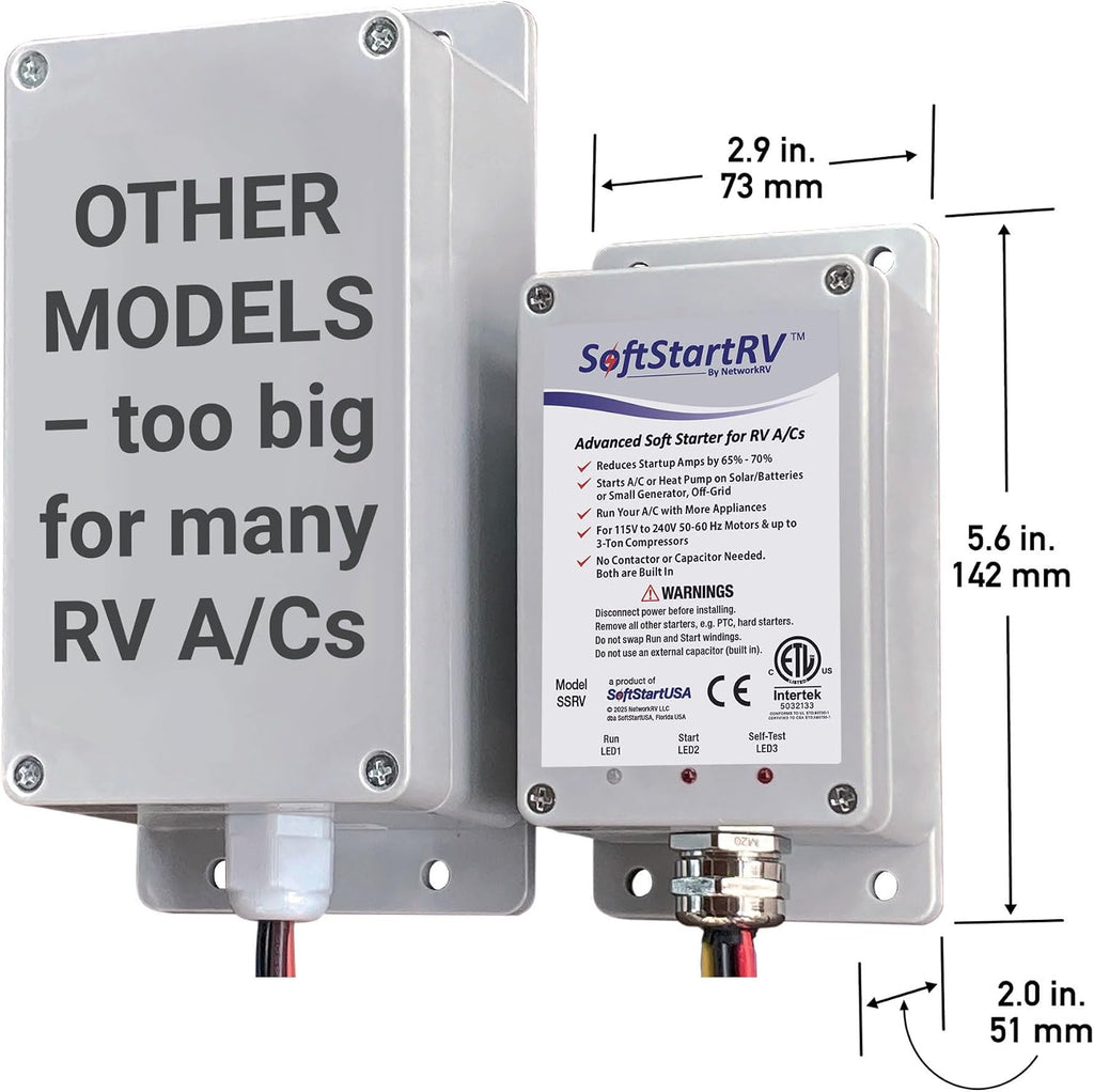 SoftStartRV RV AC Soft Start Kit - Easy Start for Air Conditioner, 100% Waterproof, Trailer Camper, Motorhome HVAC - Pack of 2