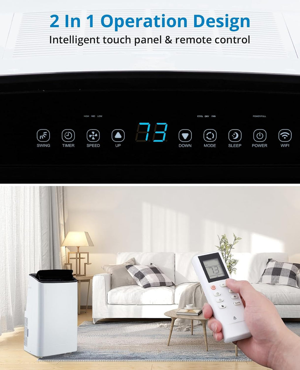 Takywep 14,000 BTUs Portable Air Conditioner - Cools Up to 700 Sq.Ft, 3-IN-1 Energy Efficient AC Unit with Remote Control & Installation Kits for Large Room, Campervan, Office, Temporary Space