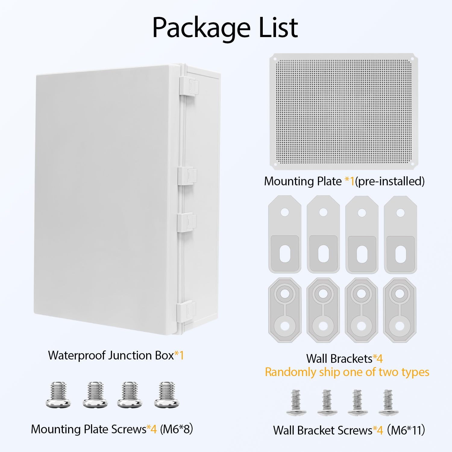 Electrical Box IP65 Waterproof Dustproof ABS Plastic Enclosure, Outdoor and Indoor Project Box Hinged Cover with Mounting Plate Wall Brackets Outer Dimension 23.6'x 15.7' x 8.7', Grey