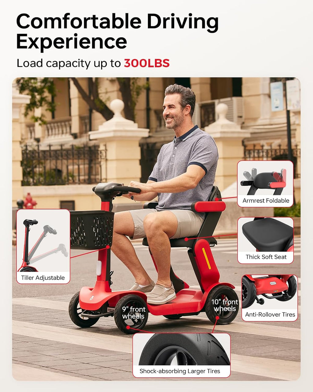 Paiseec Mobility Scooter S3 Pro 40 Miles, Airline Approved Mobility Scooter for Seniors, Intelligent Speed Control Foldable Mobility Scooters, 250W Powered All Terrain Mobility Scooters for Adults