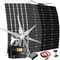 1120W Wind Solar Generator Kit: 400W Wind Turbine &6pcs 120W Solar Panels & 60A Charge Controllers &Accessory 12V 24V Battery Charger for Motorhome