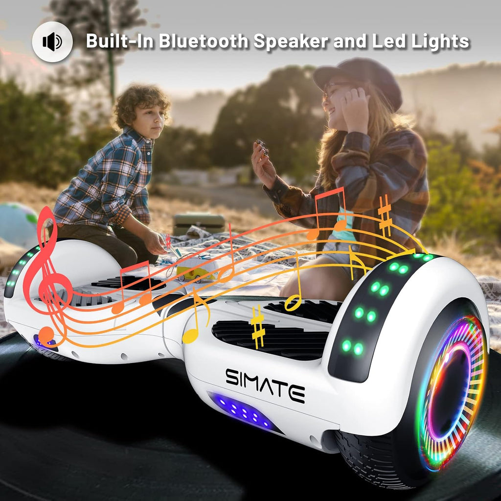 SIMATE Hoverboard, Bluetooth All Terrain Hover Boards with LED Lights and APP Control, Gifts for Kids Adults Girls Boys, for All Ages