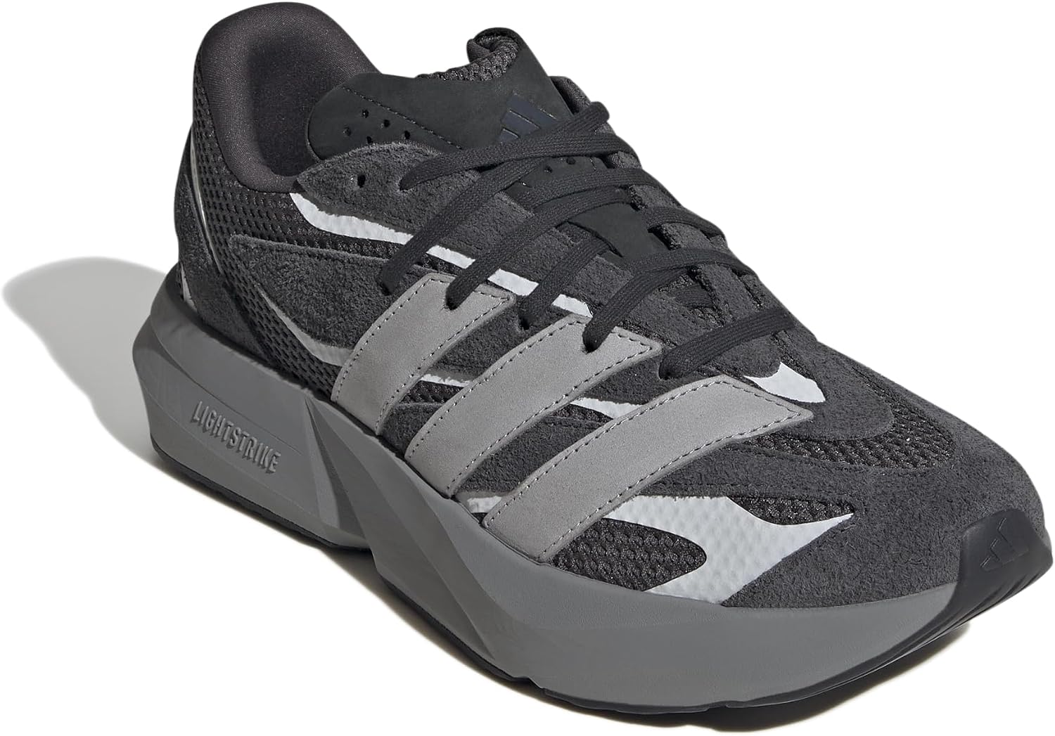 adidas Mens Lightblaze Lace Up Sneakers Shoes Casual - Grey, White