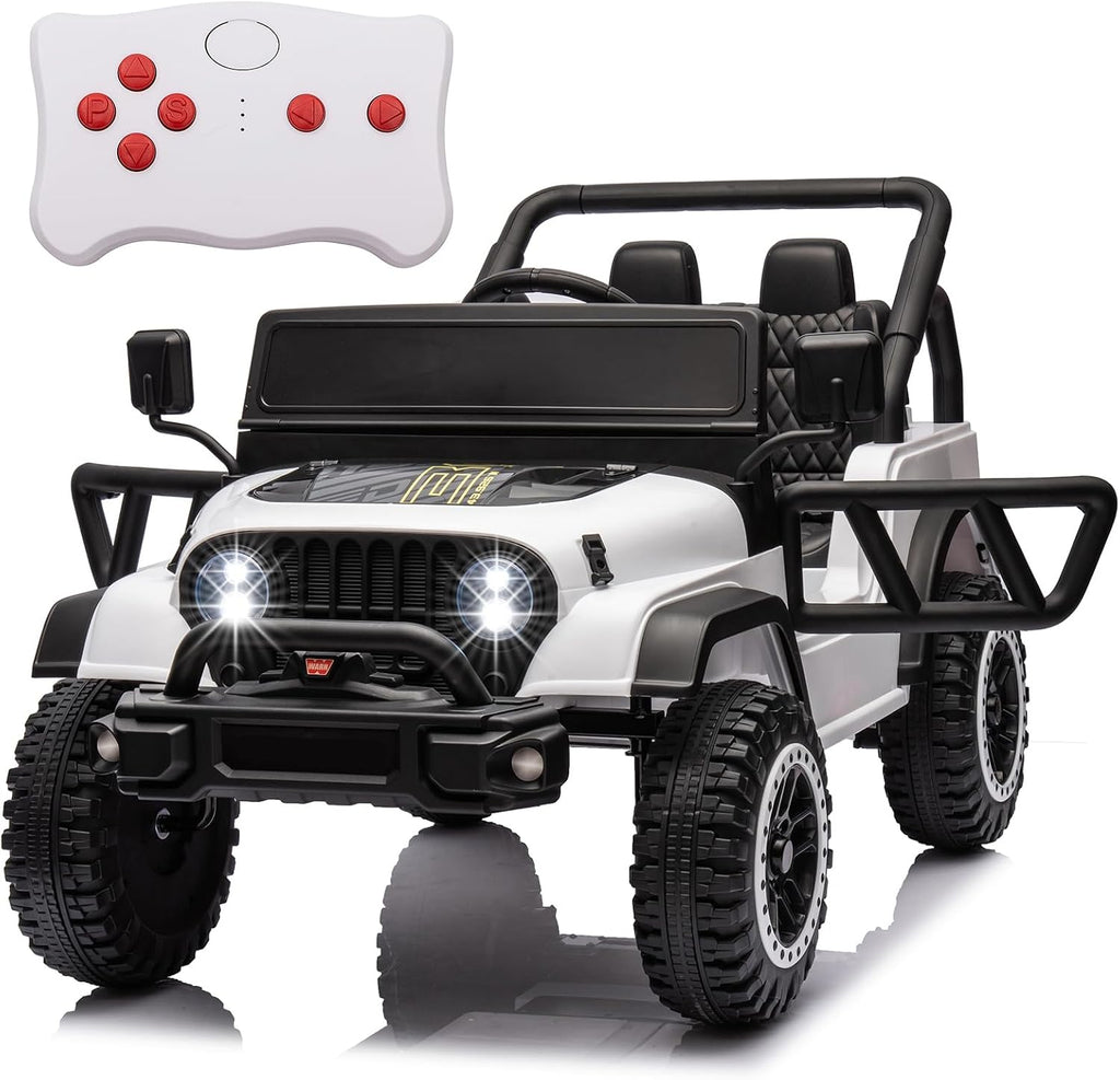 POSTACK 24 Volt Ride on Toys, Kids Ride on Car with Parental Remote Control, Power 4 Wheels Electric Car for Kids to Drive, 24V UTV with Music, Bluetooth for Boys Girls, White