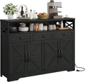 Befrases 52' L Modern Farmhouse Sideboard Buffet Cabinet, Black Storage Cabinet with Drawers & Shelves, Kitchen Pantry Hutch, Coffee Bar Station Table for Living Room, Dining Room, Entryway