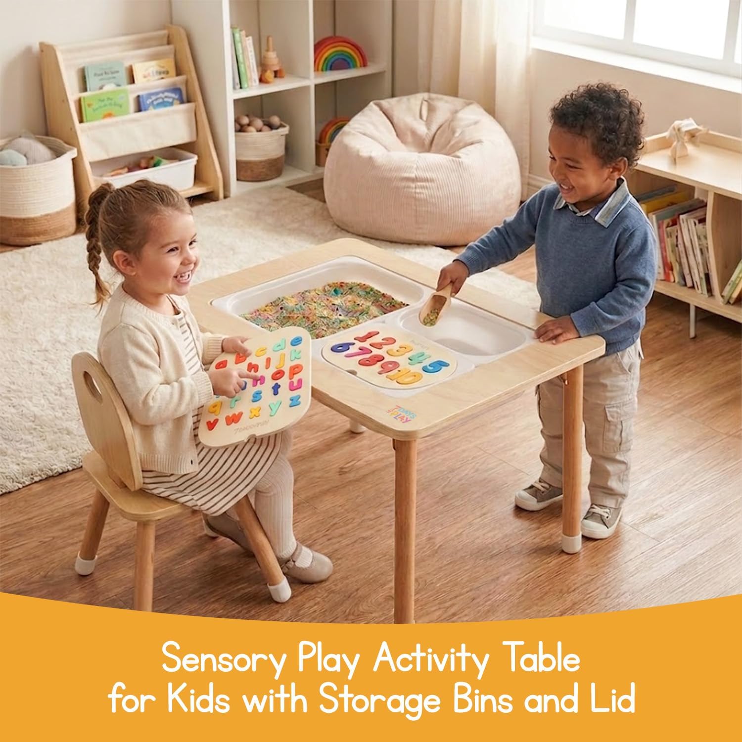 7 Days of Play Sensory Play Activity Table with Foldable Legs, Storage Bins, and Lid – Sensory Table for Toddlers & Kids | Great Gift for Birthdays, Christmas & Special Occasions