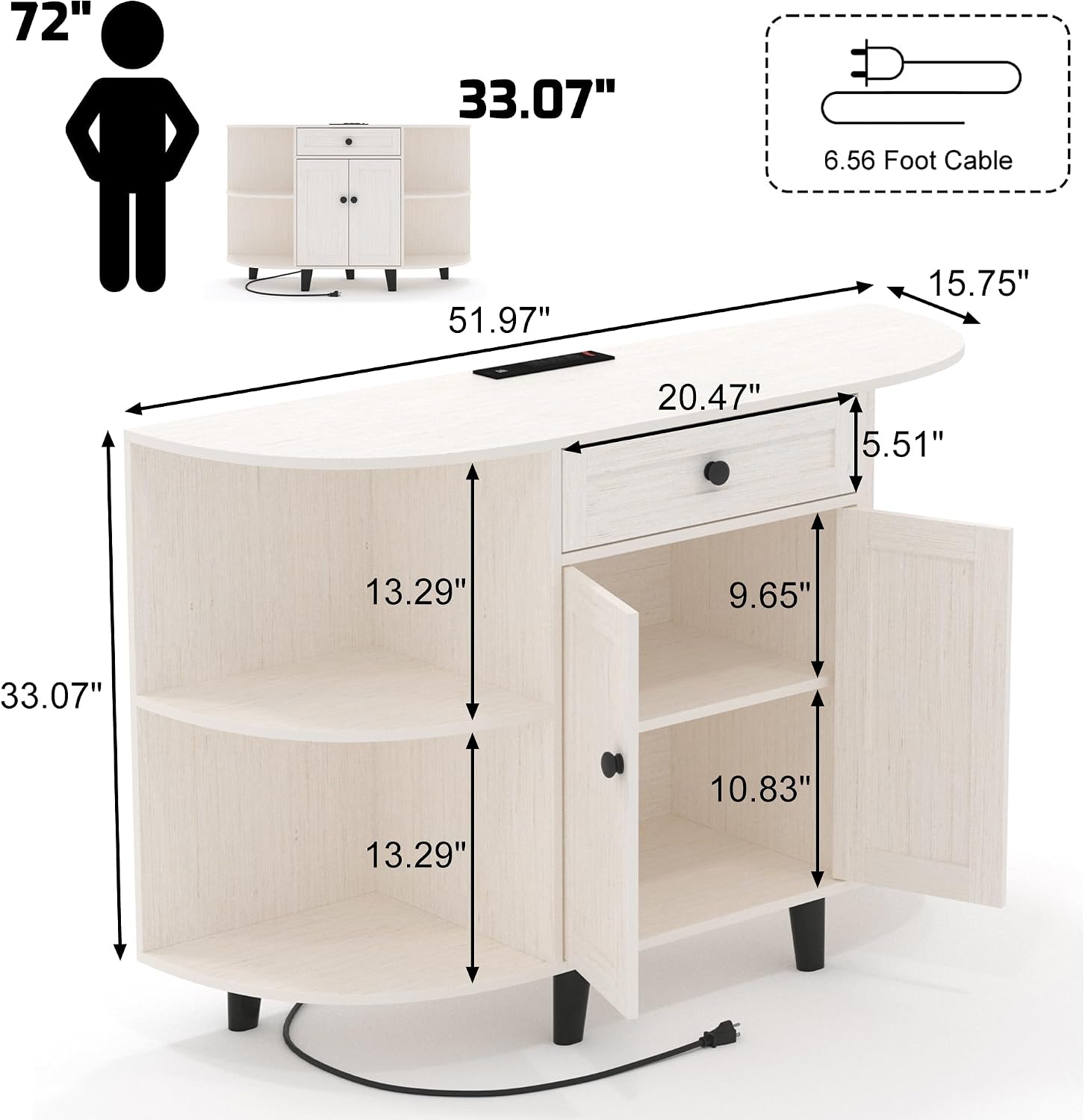 Buffet Cabinet with Storage,Sideboard Buffet Cabinet with Power Outlet,Accent Coffee Bar with Doors,Kitchen Storage Cabinets with Drawer for Dining Room, Living Room(White)