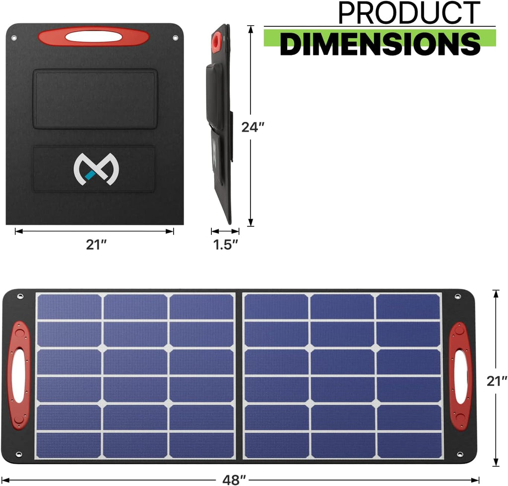 Magshion 100W Portable Folding Solar Panel Charger with USB Outputs for Family Camping Phones Tablets, High Efficiency Foldable Solar Panel for Battery Power Station Generator Black