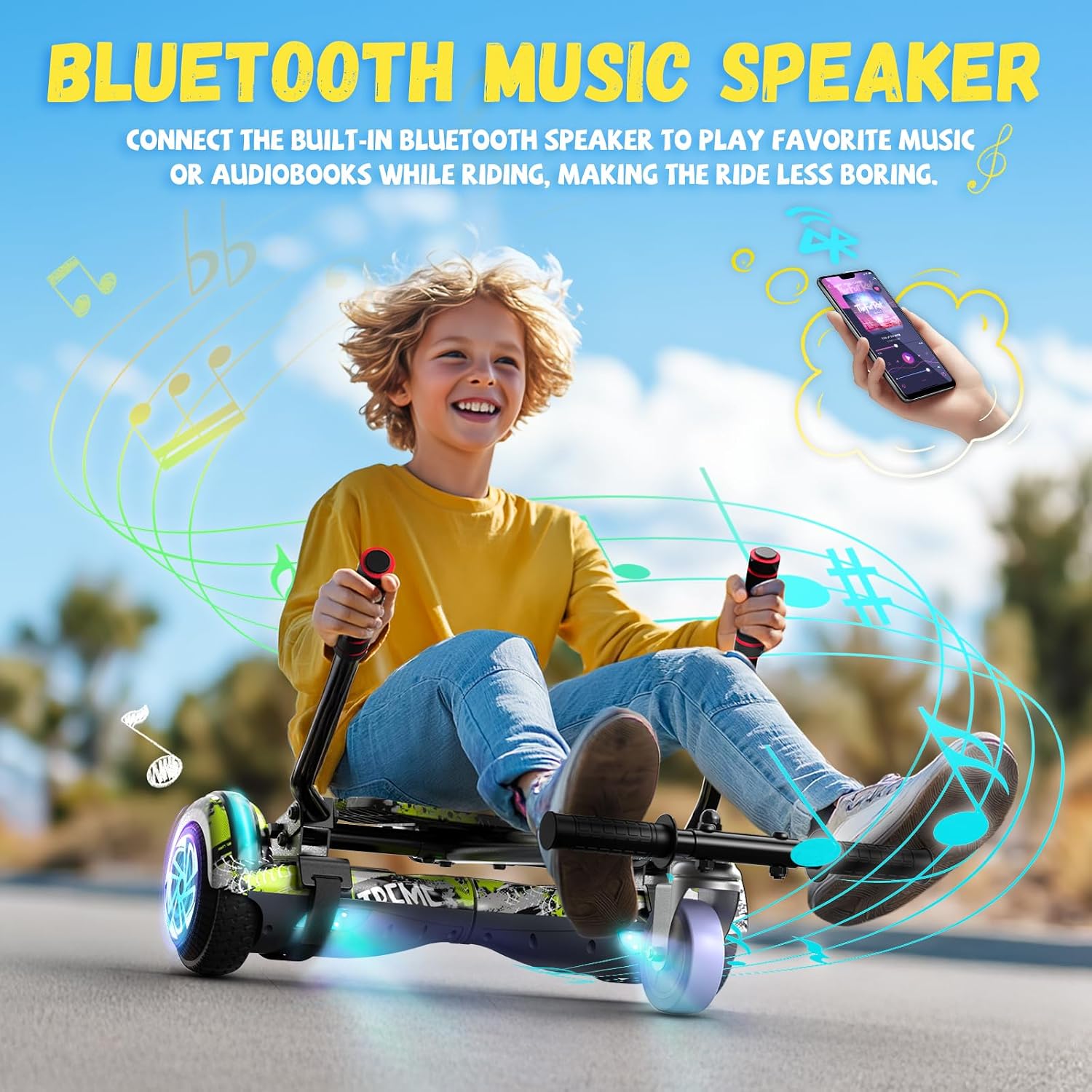 FLYING-ANT Self Balance Scooter Seat Attachment 6.5' Two-Wheel Self Balancing Electric Scooter with LED Light Flash Lights Wheels