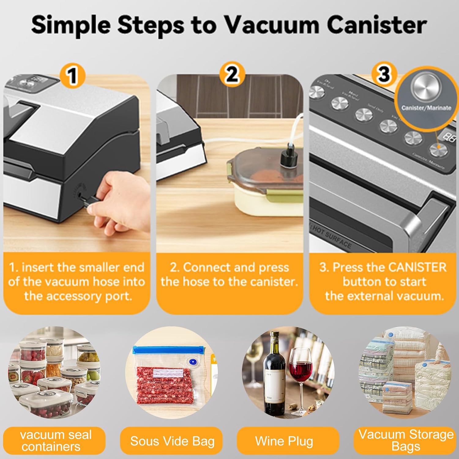 Upgraded Dry & Moist Food Modes Food Vacuum Sealer, Commercial-Grade Vacuum Sealer Machine, Dual-Seal Technology, One-Touch Operation & Built-In Bag Storage & Cutter, Includes 2 Rolls & Accessory Hose
