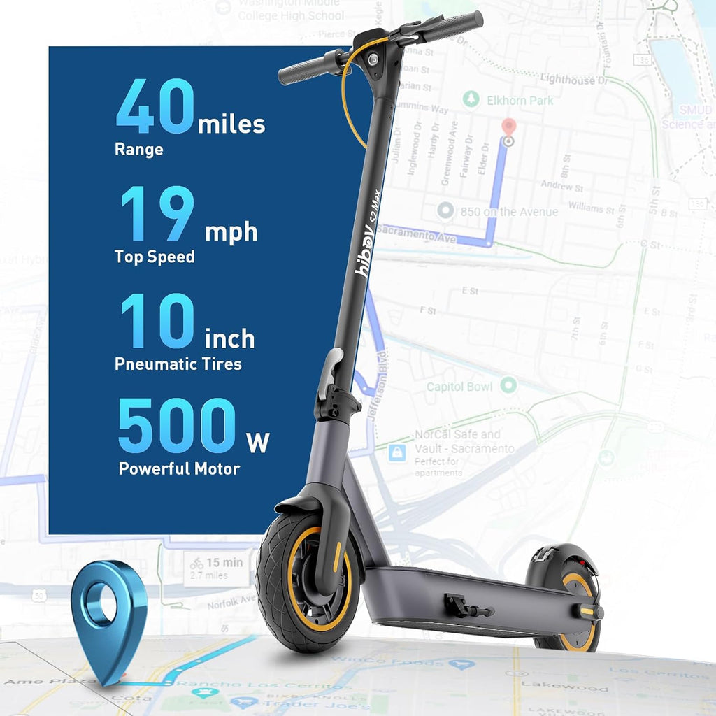 Hiboy S2/S2 MAX Electric Scooter, 350/500W Motor, 8.5/10' Tires, 17/40.4 Miles Range E Scooter, 19 Mph Folding Commuter Electric Scooter for Adults