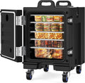 NEEDONE Food Warmer, 81 Qt Hot Box LLDPE Insulated Food Pan Carrier for Hot/Cold Food, w/Double Buckles, Lockable Wheels, Handles, Stackable Design, for Catering Restaurant Camping Family Party