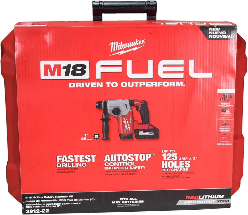 Milwaukee 2912-22 M18 FUEL Brushless Lithium-Ion 1 in. Cordless SDS Plus Rotary Hammer Kit (6 Ah)