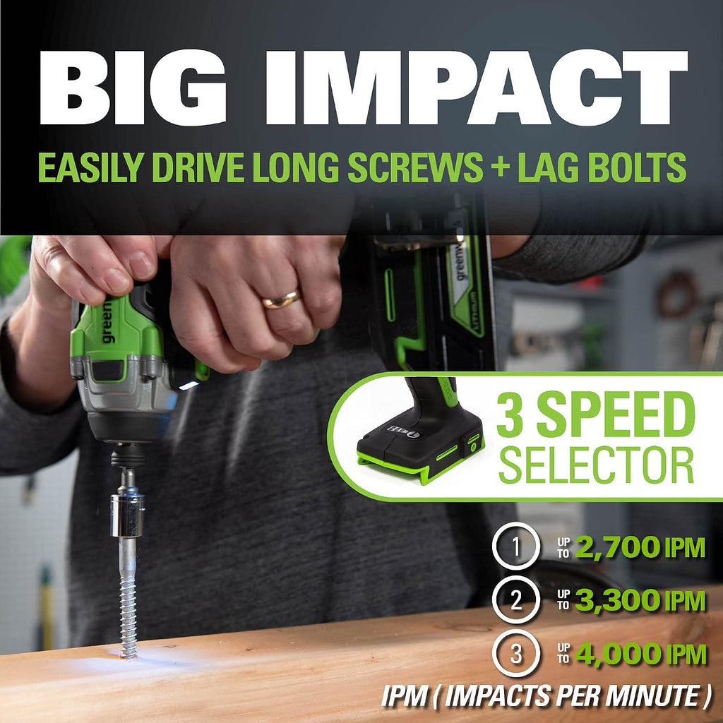 Greenworks 24V Brushless Drill / Impact Driver Combo Kit, (2) 1.5Ah USB (Power Bank) Batteries and Charger Included LED Light, 2pcs Driving Bits with Tool Bag