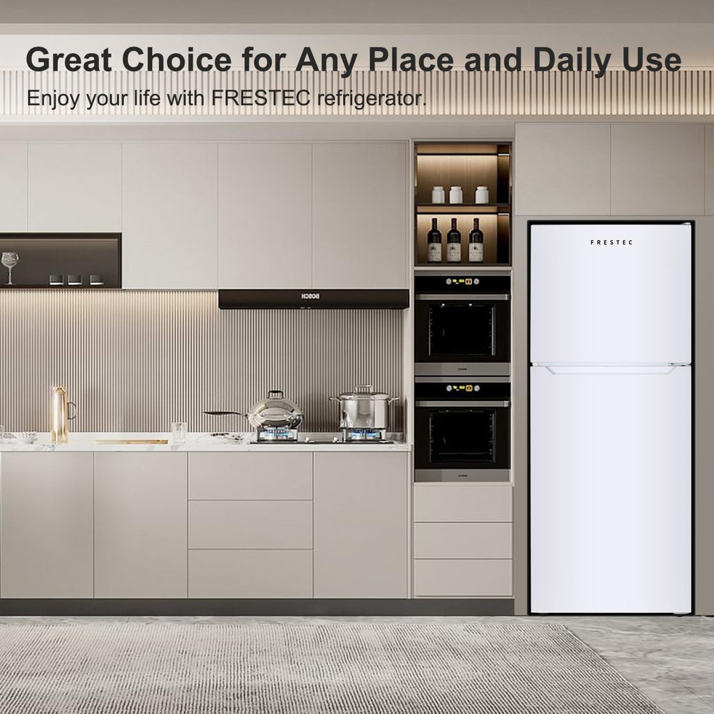 14.6 CU' Refrigerator with Freezer, Apartment Size Refrigerator Top Freezer, 2 Door Fridge with Adjustable Thermostat Control, Freestanding, Door Swing, White (FR 1462 WH)