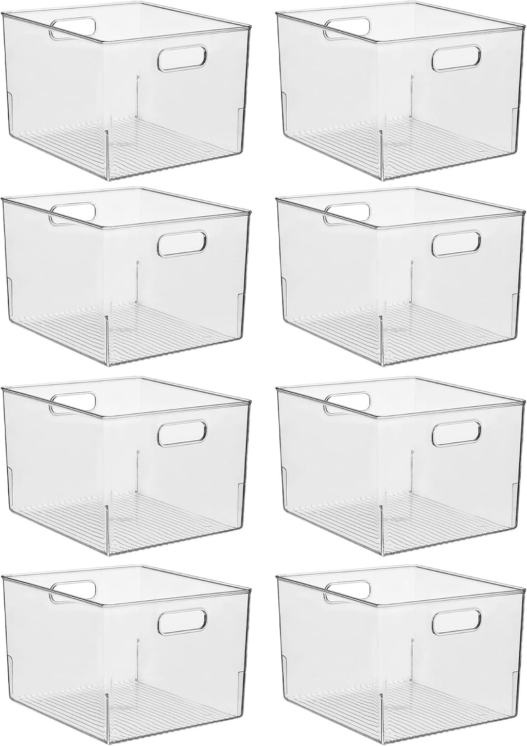 iDesign Storage Bins with Handles - Organize Kitchen, Bathroom, or Home Office - Set of 8 - Clear