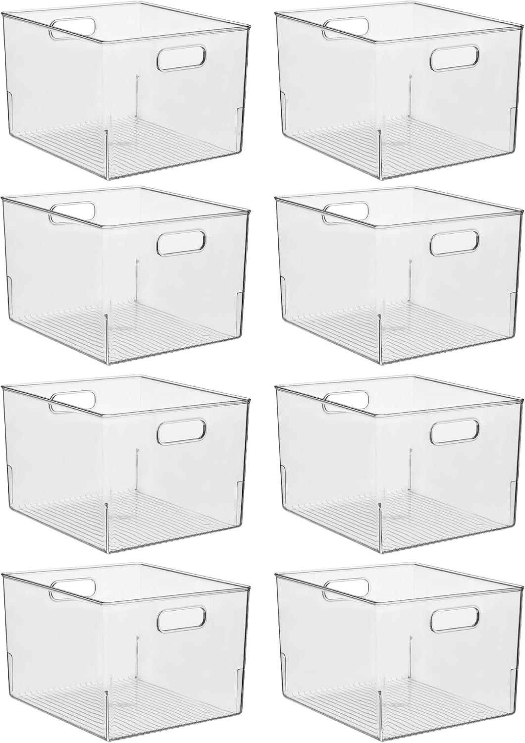 iDesign Storage Bins with Handles - Organize Kitchen, Bathroom, or Home Office - Set of 8 - Clear