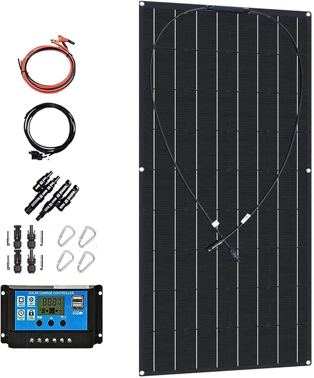 Flexible Solar Panel,100W 18V Monocrystalline Bendable Ultra Lightweight Thin Portable Solar Panels for RV Uneven Surfaces Camping Travel Party