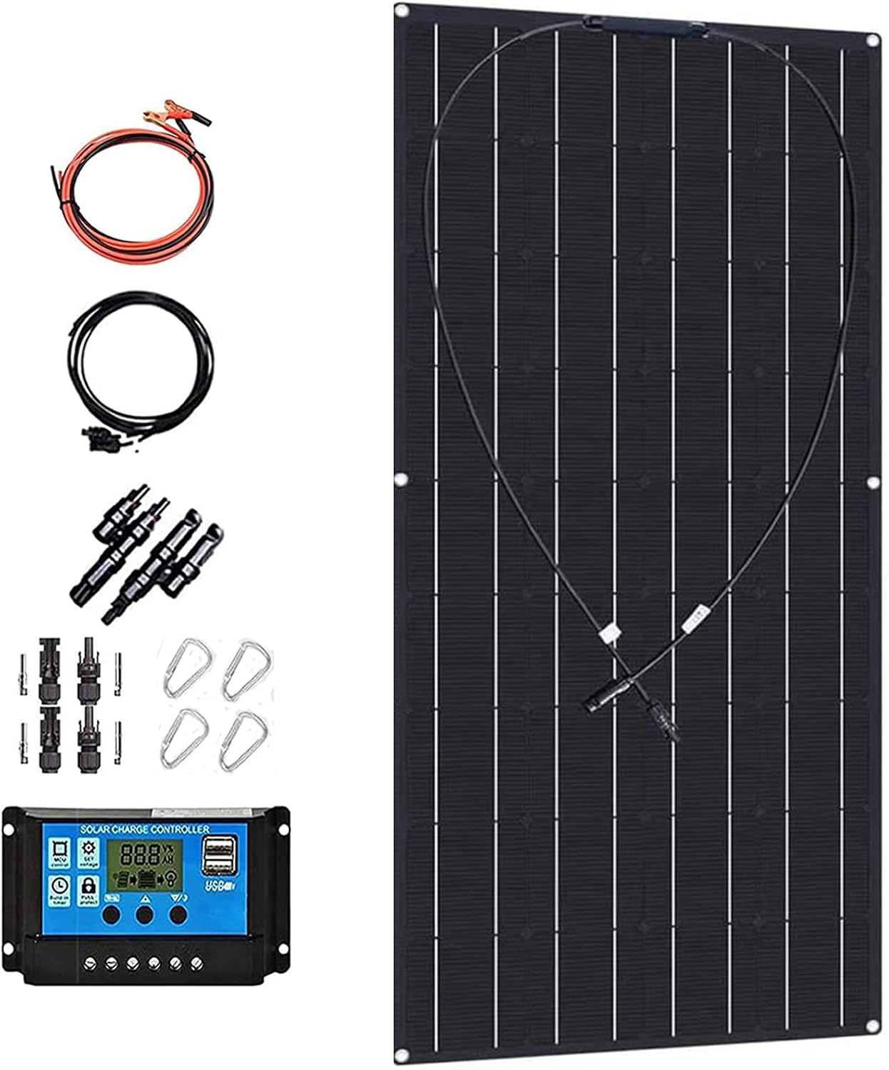 Flexible Solar Panel,100W 18V Monocrystalline Bendable Ultra Lightweight Thin Portable Solar Panels for RV Uneven Surfaces Camping Travel Party