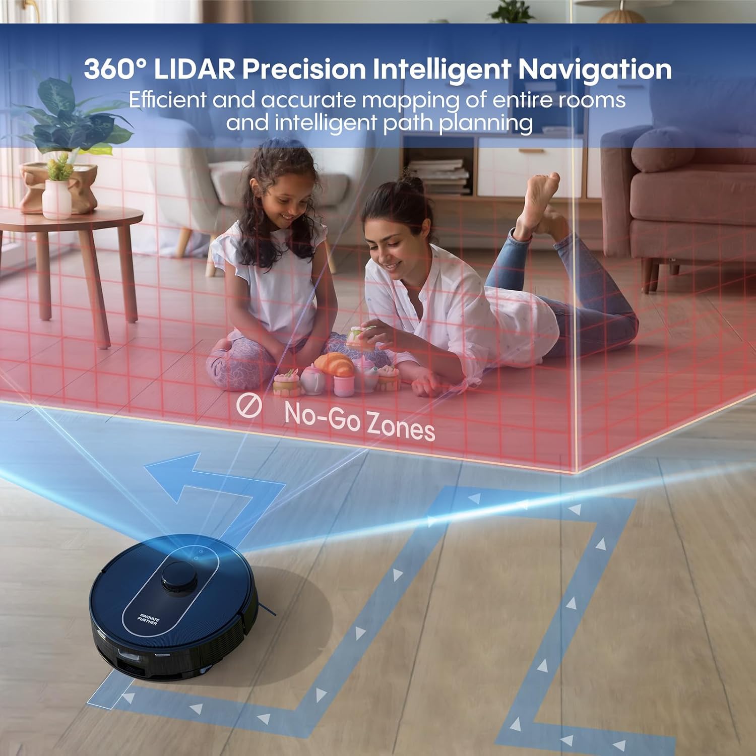 Robot Vacuum and Mop Combo, 5000Pa Suction, LiDAR Navigation, Robot Vacuum with Self Emptying Station for 60 Days Hands Free, Mapping for Multi Floors, No Go Zone, Carpet Boost, APP & Alexa Control