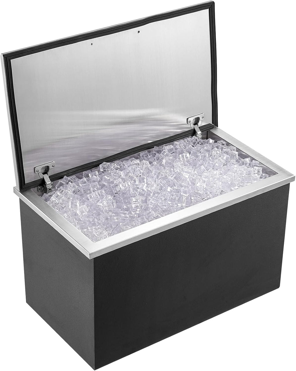 VEVOR Drop in Ice Chest, 24' L x 20' W x 15' H Stainless Steel Ice Cooler, Commercial Ice Bin with Hinged Cover, 40 qt Outdoor Kitchen Ice Bar, Drain-Pipe and Drain Plug Included, for Cold Wine Beer