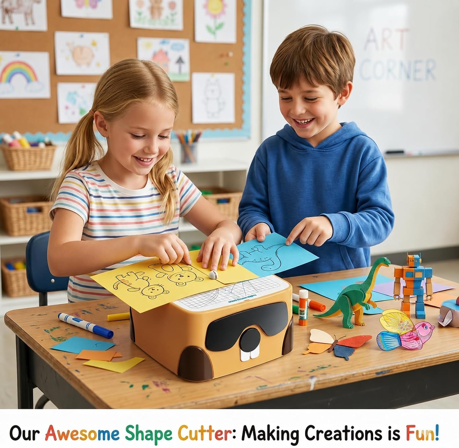 Kid-Safe Electric Cardboard Cutter for Ages 3+ | No Sharp Blades | STEM & STEAM Upcycling Tool | Safe for School Projects, DIY Building & Creative Maker Gifts for Boys & Girls