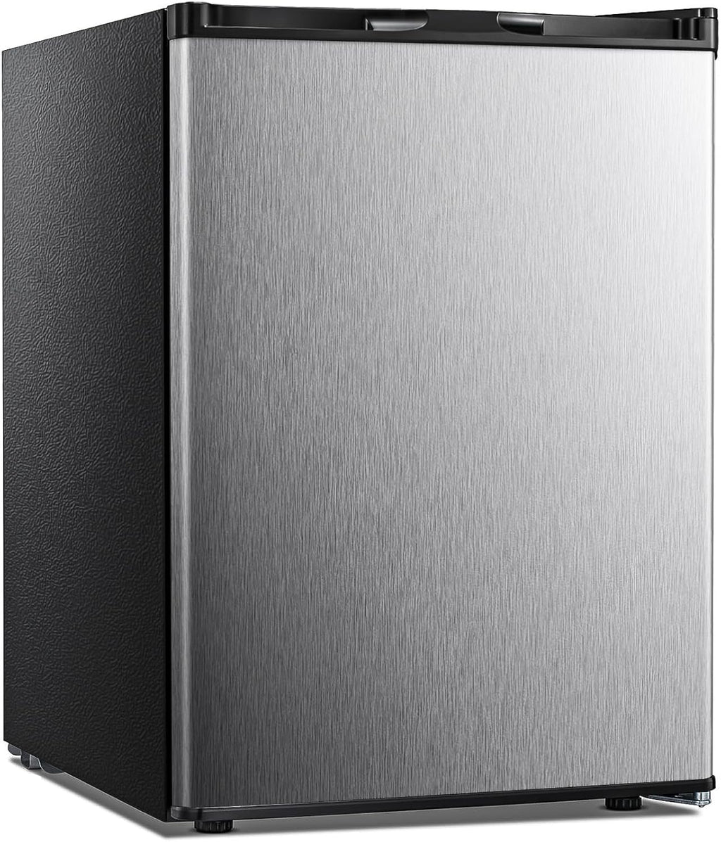Kismile Upright Freezer,2.1 Cu.ft Mini Freezer with Reversible Single Door,Removable Shelves,Small Freezer with Adjustable Thermostat for Home/Kitchen/Office (Stainless Steel)
