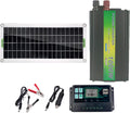 30W Monocrystalline Solar Panel Kit for Car, RV, Boat, Roof, Camping, with 100A Solar Charge Controller, 1000W Inverter, Alligator Clip Wire