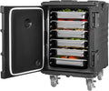 VEVOR Insulated Food Pan Carrier, 95 Qt Hot Box for Catering, LLDPE Food Box Carrier w/One-Piece Buckle, Front Loading Food Warmer w/Handles, End Loader w/Wheels for Restaurant, Canteen, etc. Black