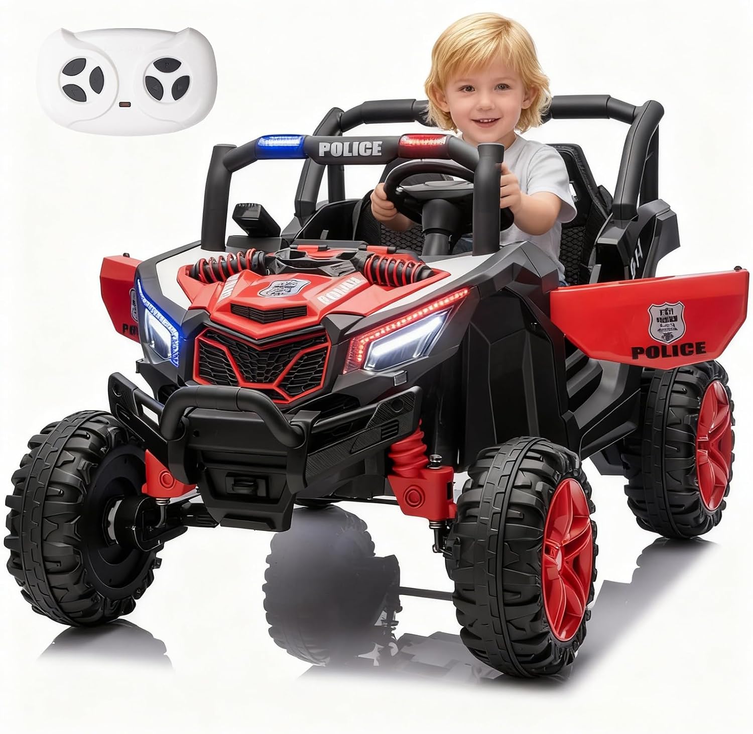 Kid Police 4WD UTV 24V Ride On Toys for Big Kids 2 Seater Ride On Toys Kids | 2 Seater Ride On Car for Kids Side-by-Side UTV Electric Cars for Kids Electric Ride Car Ride On Toys for Kids 4-8