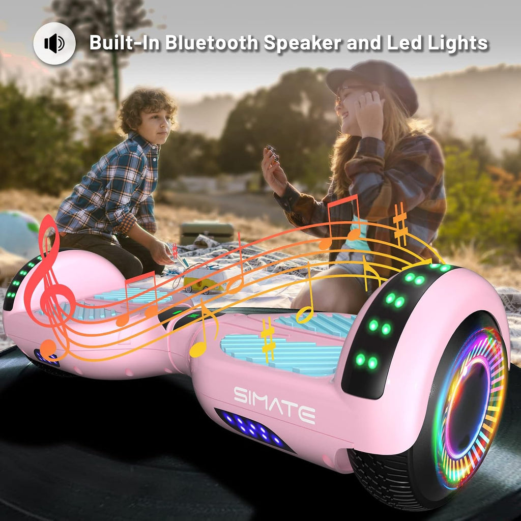 SIMATE Hoverboard, Bluetooth All Terrain Hover Boards with LED Lights and APP Control, Gifts for Kids Adults Girls Boys, for All Ages