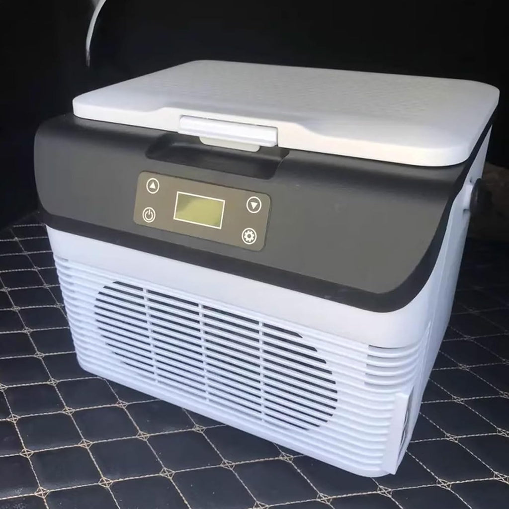 Refrigerador Portatil Car Freezer Cooler Small 15L Dual-Function Hot and Cold Function Removable Divider Design 12V/24V/220V with Handle and Cup Holder