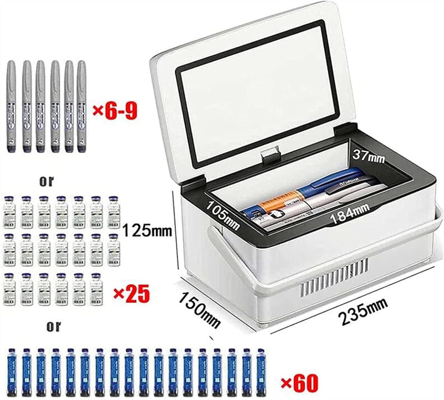 Portable Insulin Cool Box Medication Refrigerator for Medicines Mini Intelligent Electric Fridge Cool Bag Thermostat for Medical Cooler Bag for Travel (Battery Not Included)