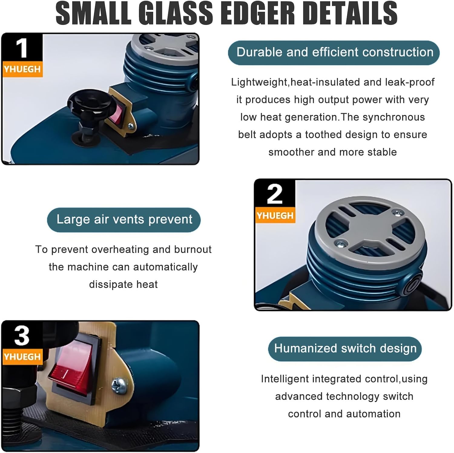 2025 New Electric Glass Edging Machine, 800W Portable Small Glass Edger with Diamond Wheels for Straight/Round Edge, DIY-Friendly & Water Cooling for Glass, Tile, Marble 10mm
