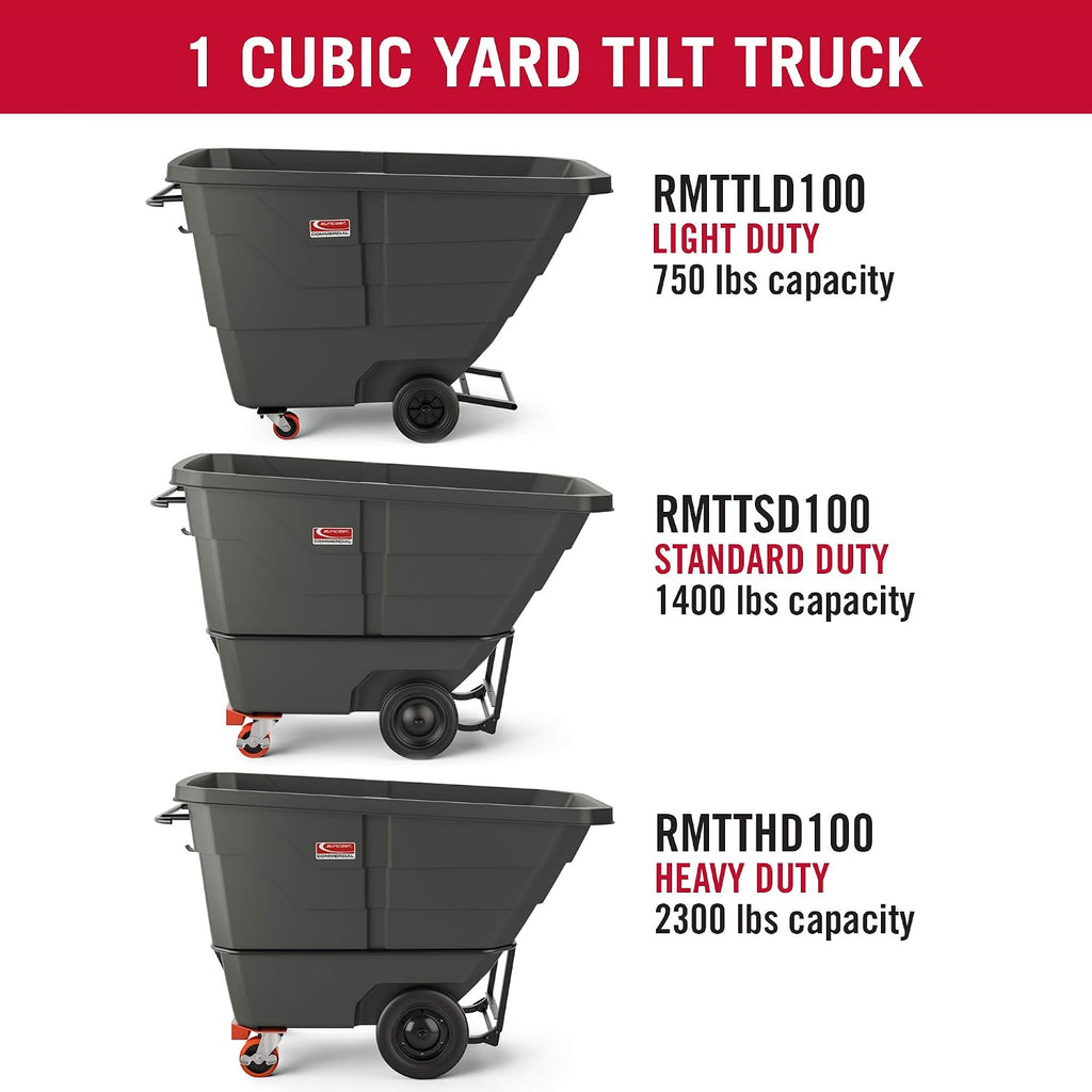 Suncast Commercial Light Duty 1 Cubic Yd. Tilt Truck, Black, Made in the USA