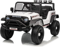 GarveeLife 12V Kids Electric Ride On Truck with Remote Control Ride On Toy for Toddler Boys & Girls Bluetooth Music Player LED Lights(White)
