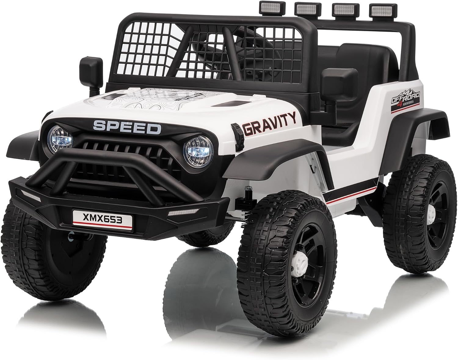 GarveeLife 12V Kids Electric Ride On Truck with Remote Control Ride On Toy for Toddler Boys & Girls Bluetooth Music Player LED Lights(White)