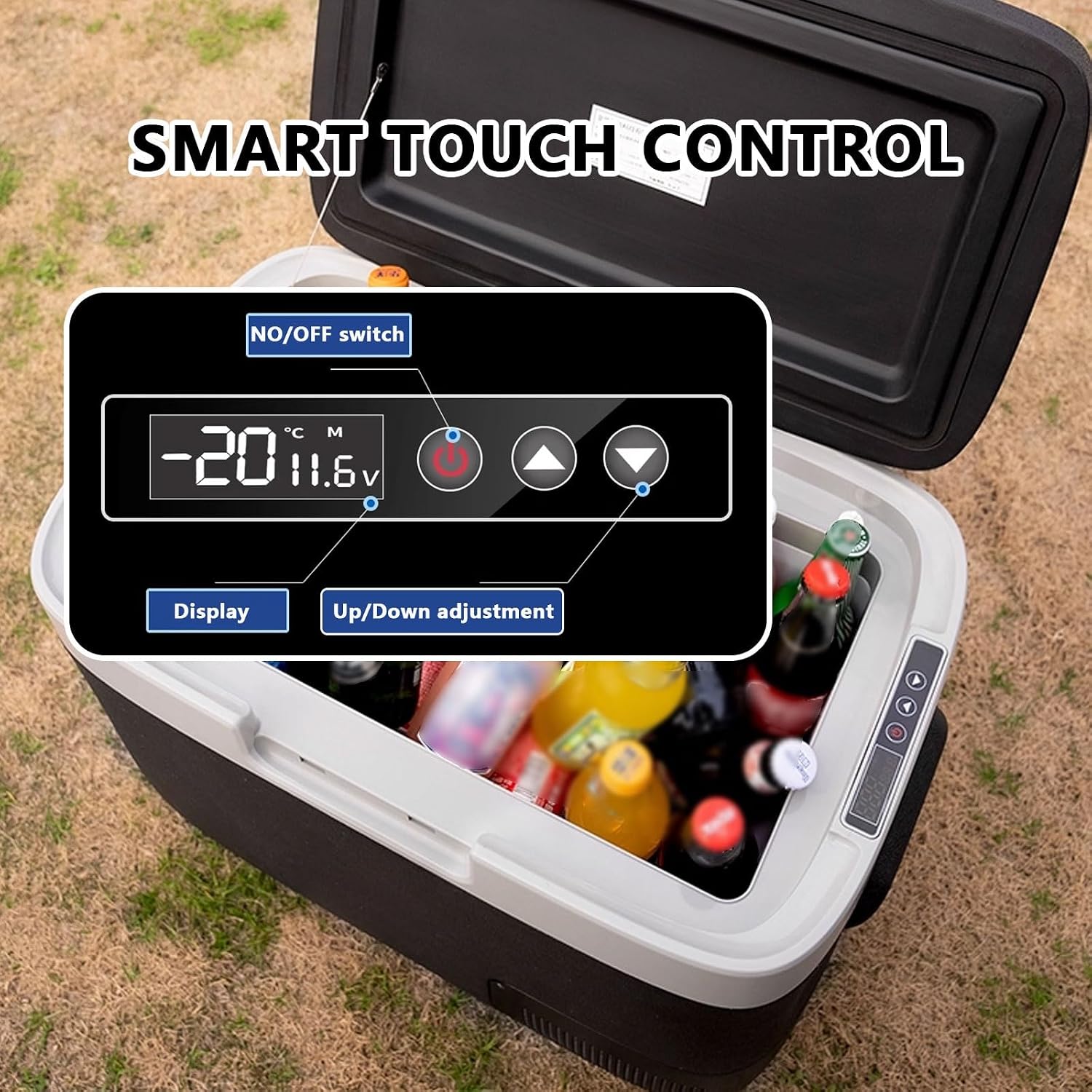 Car Refrigerator Cooler Electric Small Freezer Chest 15/20/30L Zone Design Keypad Display and Light -20°C to 20°C for Camping and Road Trips 12V/24V/220V(58.7 * 37.5 * 29.6cm)