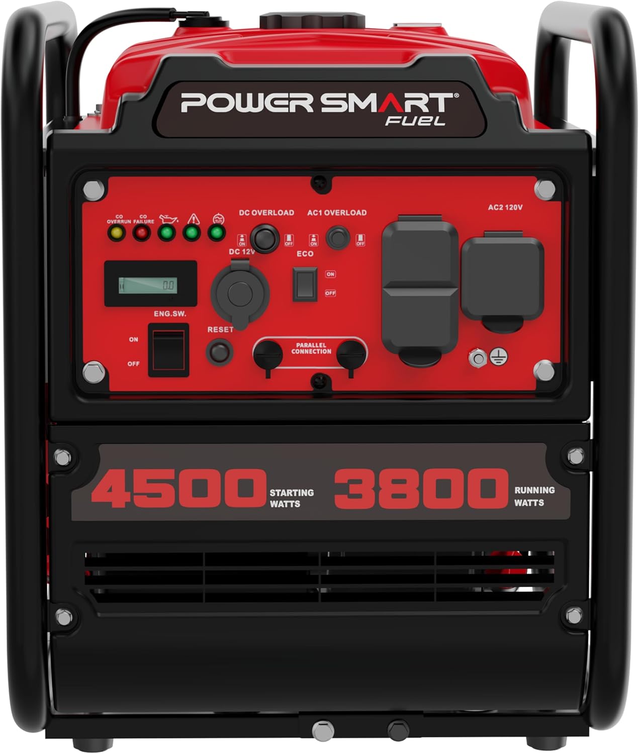 PowerSmart 4500W Portable Inverter Generator with CO Alarm, 223cc Gas Powered Engine, Quiet Run for RV Ready, Home Backup, Emergency, & Camping, EPA Compliant, Parallel Ready