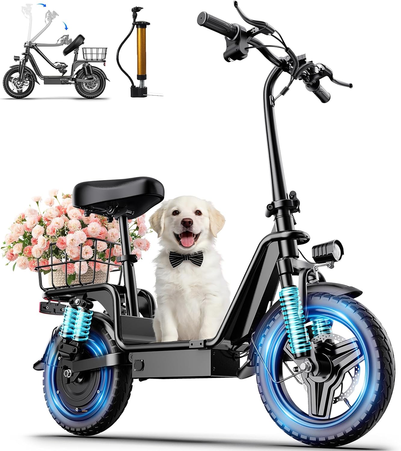 Electric Scooter Adults, 1300W Peak Motor, Electric Scooter with Seat, 48V 13Ah Battery, 14' Tires, 35 Miles Range, 20 MPH, 330 LBS Load, Dual Braking,UL 2272