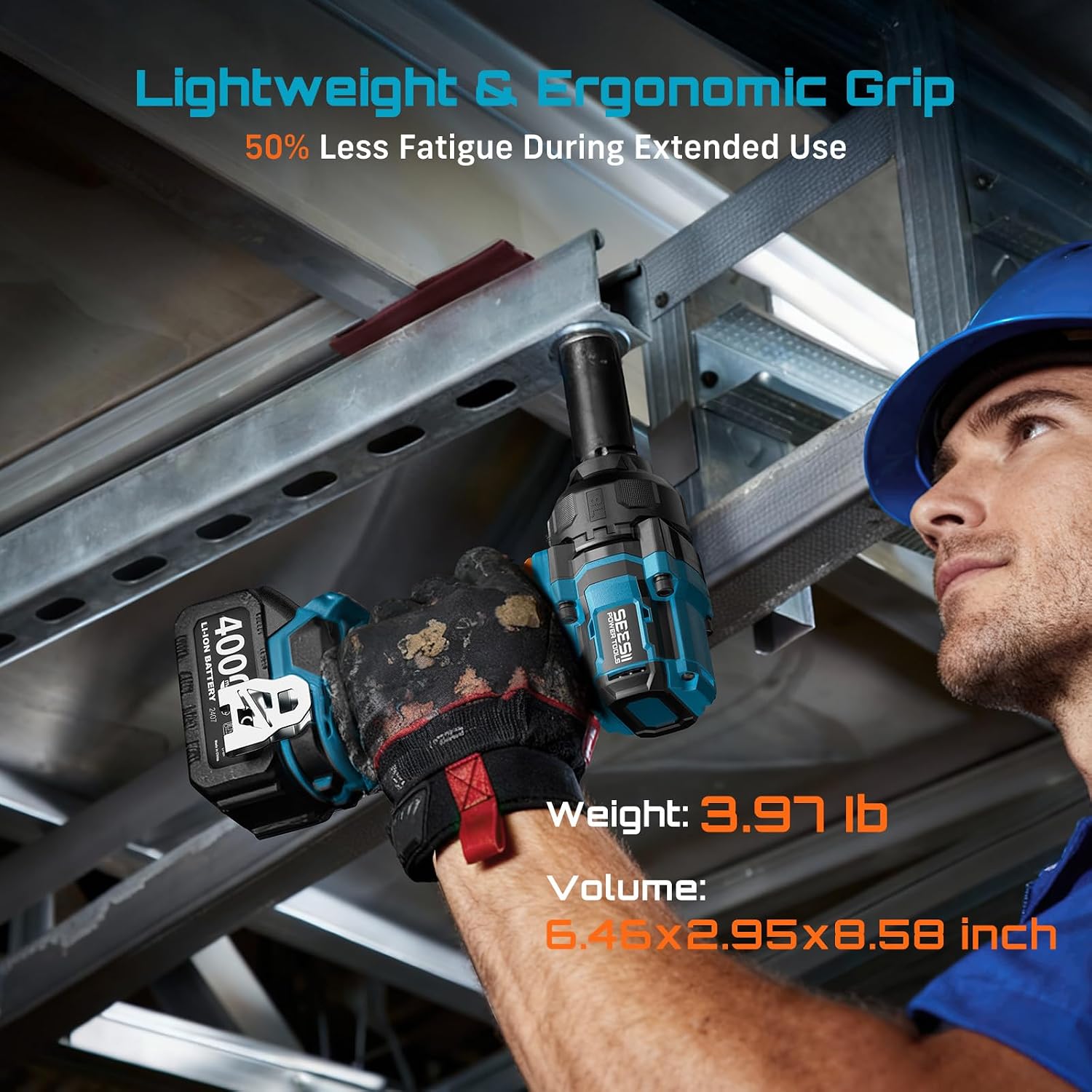 Seesii Impact Wrench 886 Ft-lbs(1200N.m), 1/2 High Torque Impact Gun with 21V 2x4.0Ah Battery, Electric Impact Driver, 2900IPM, 5 Socket, Cordless Impact Wrench for Home Car/Mower/Pickup/Truck RV