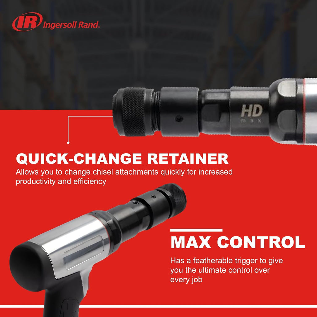 Ingersoll Rand 135MAX Vibration Reduced Heavy Duty Quick Change Air Hammer, 2600 BPM, 3' Stroke, Round Shank