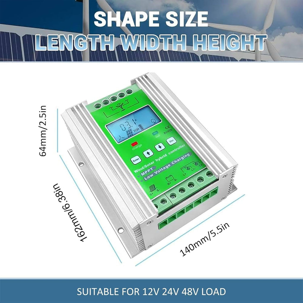 3000W-15000W Wind Solar Hybrid Controller, 12V 24V 48V Wind Solar Hybrid Controller MPPT Boost Charge Regulator for Lithium Acid Inverters, Solar and Wind 5000W